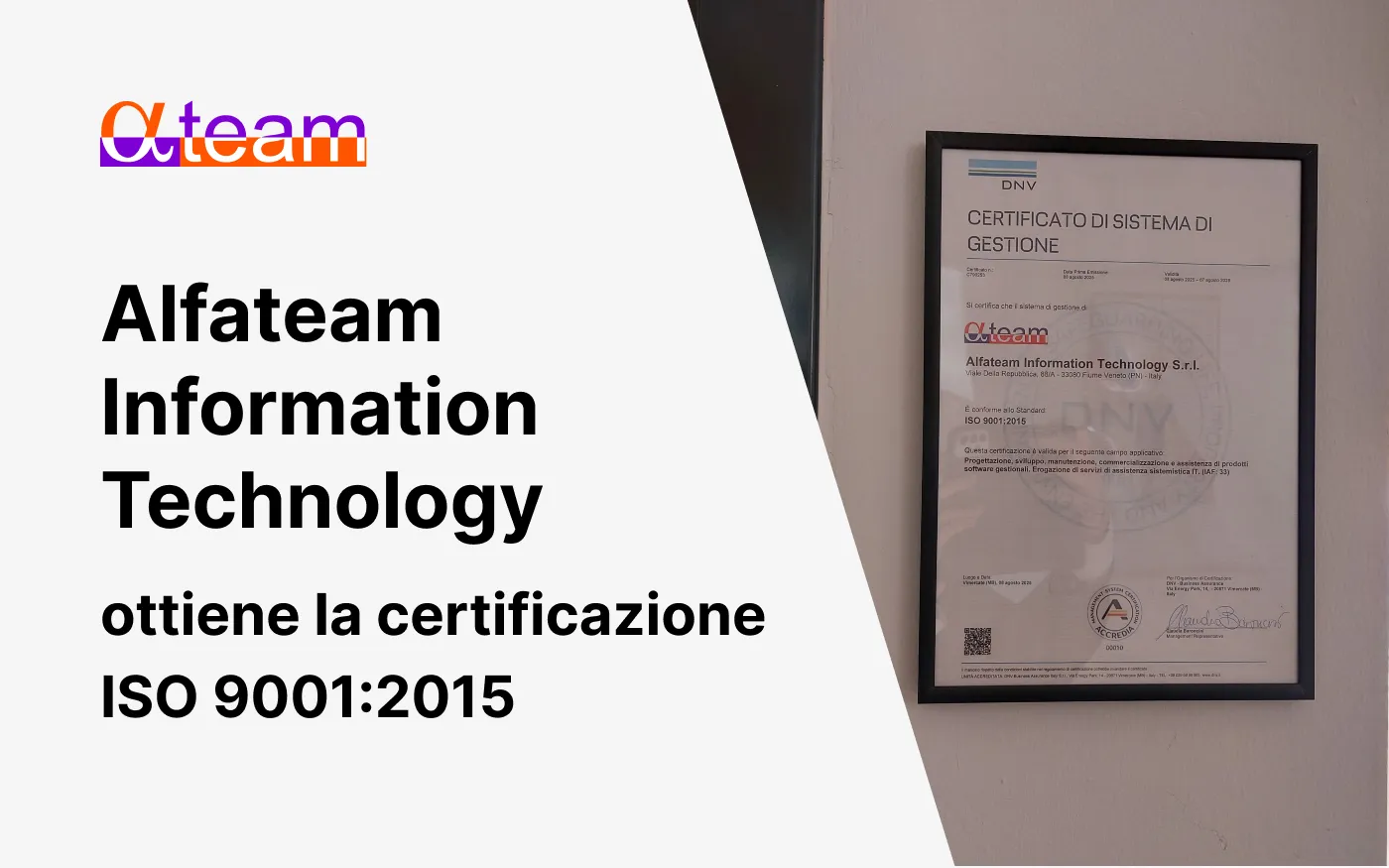 Alfateam certificazione ISO 9001 Alfateam certificazione ISO 9001